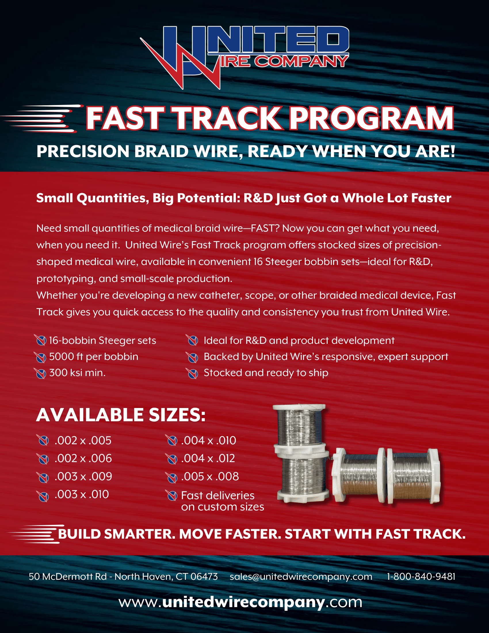 United Wire Fast Track Program — precision braid wire flyer