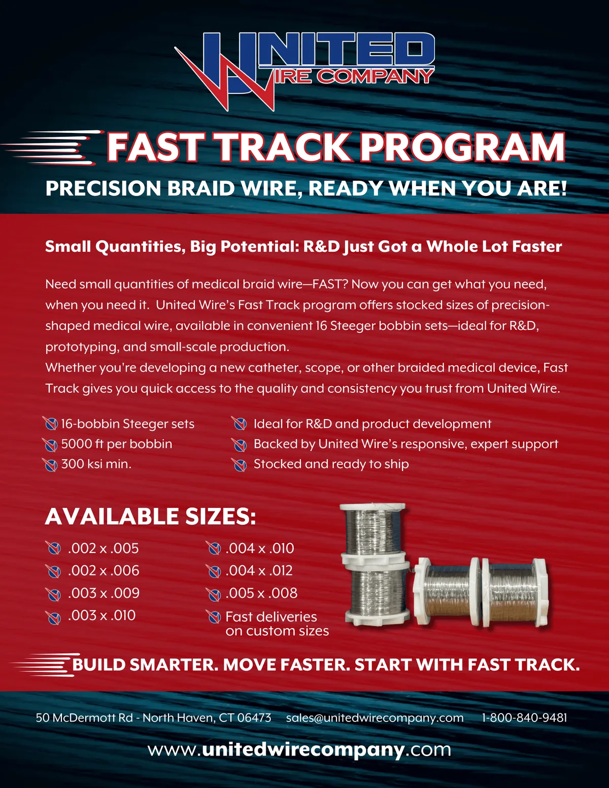 United Wire Fast Track Program — precision braid wire flyer