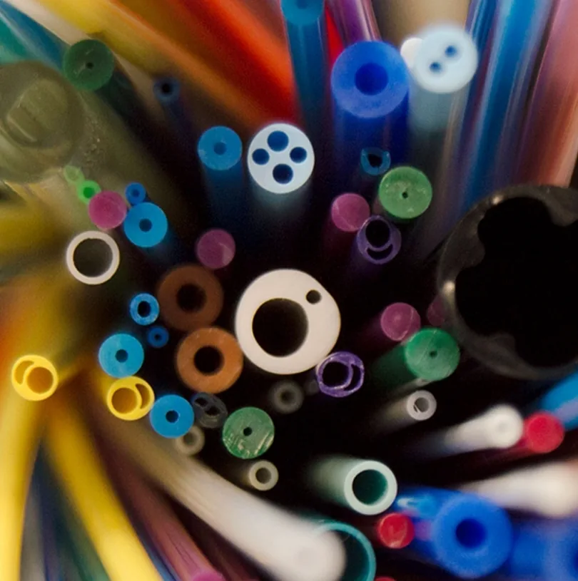 Colorful multilumen medical tubing cross-sections